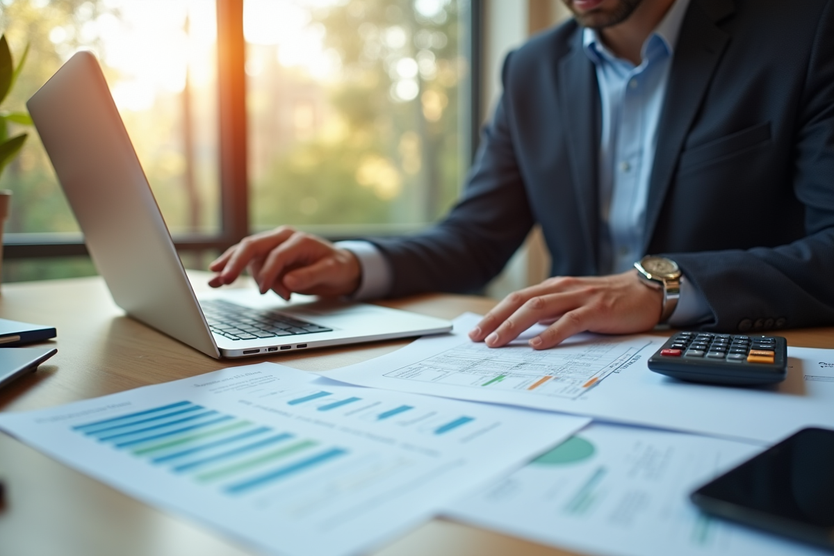Professionnel analysant un contrat de location au bureau