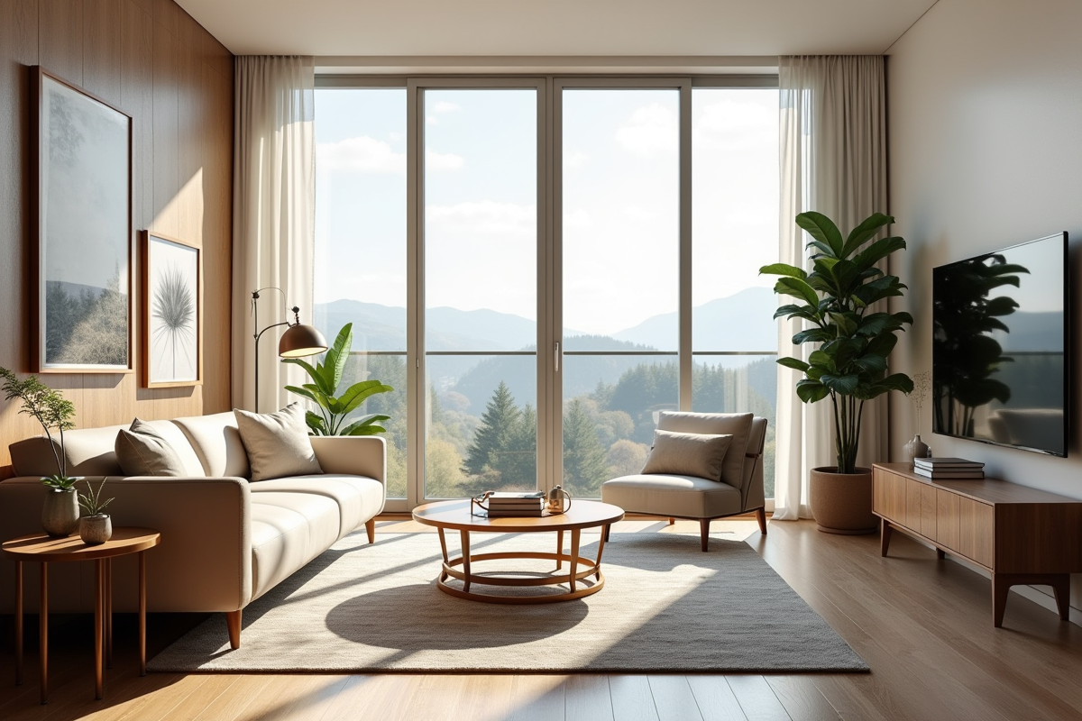 Salon d appartement moderne et lumineux avec plantes