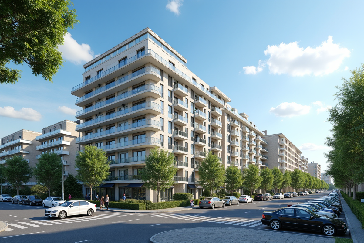 Immeuble moderne dans une ville française ensoleillée