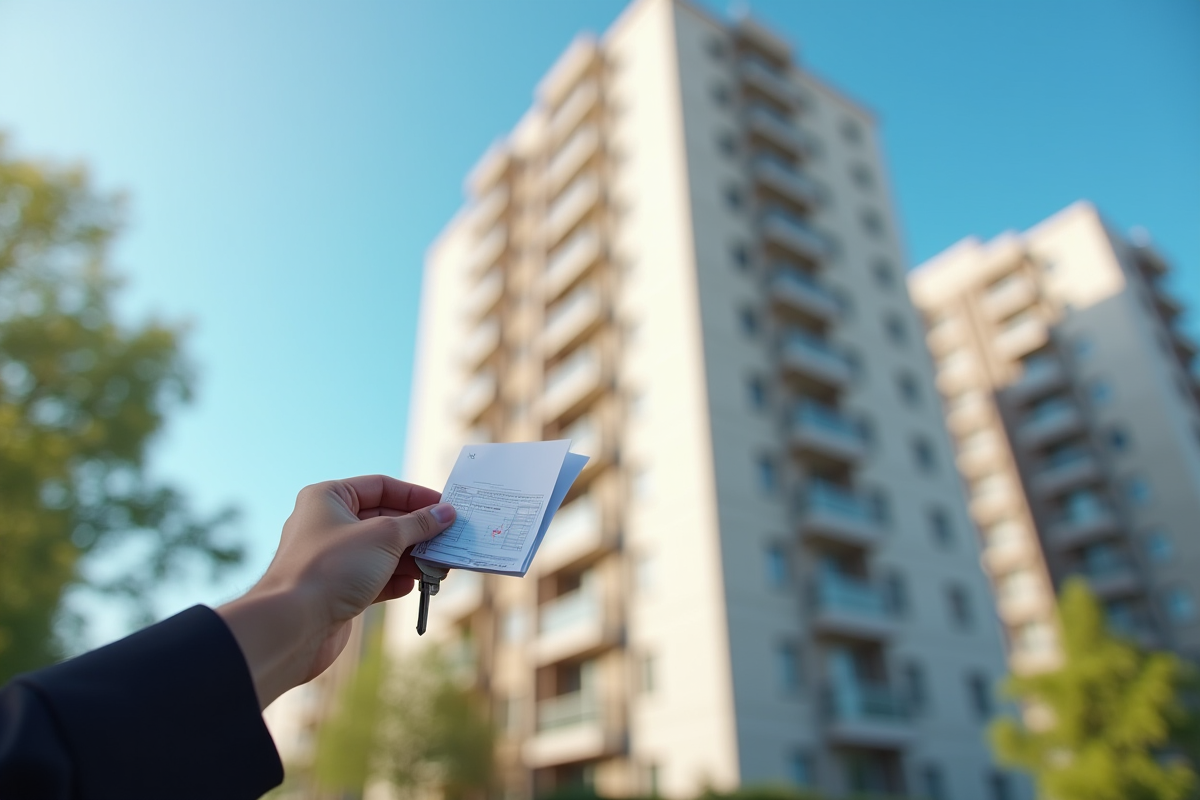 Appartement en ville avec clés et papiers d