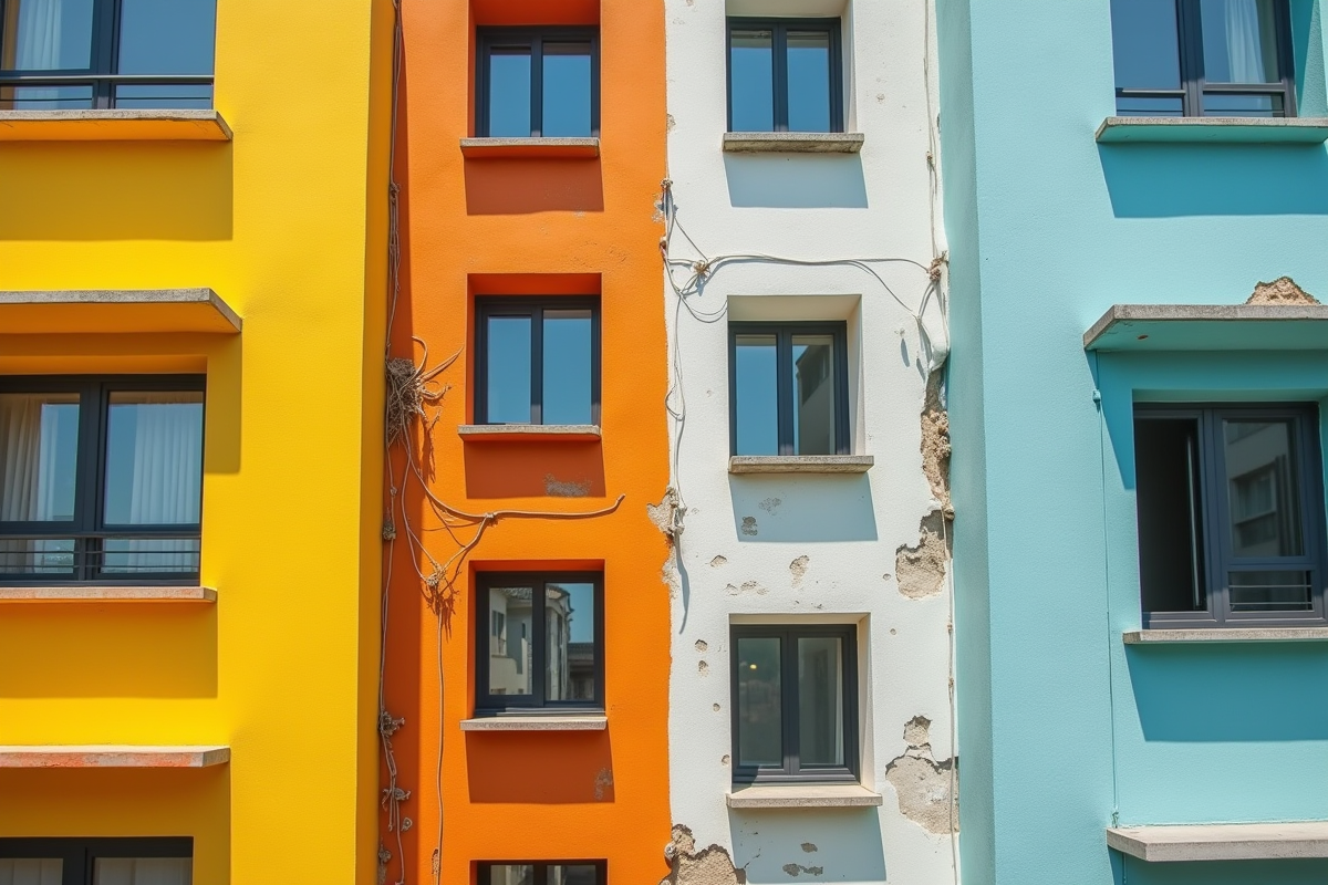 Facade d appartement rénovée avec contraste avant apres