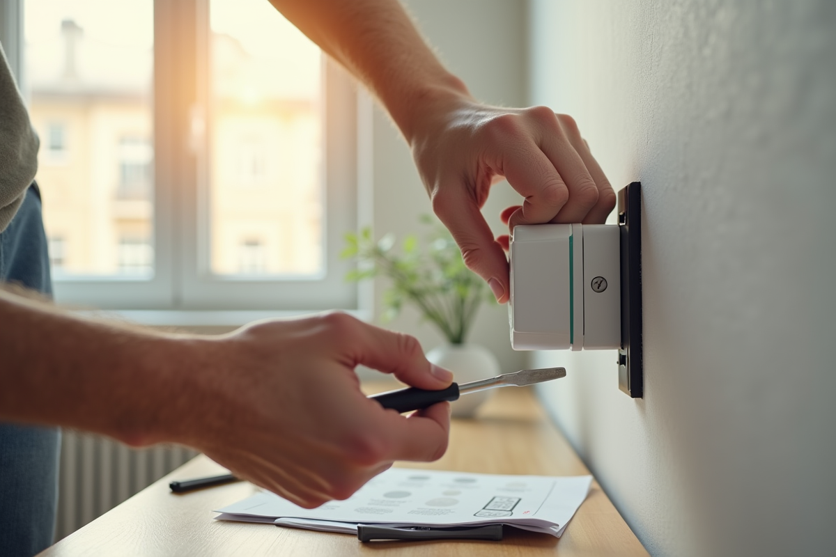 Personne installant une prise électrique moderne dans une maison lumineuse