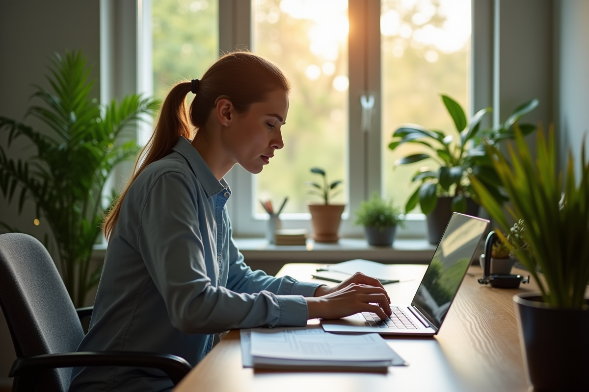 Personne travaillant sur assurance habitation à domicile